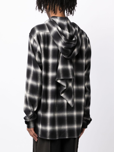 Shop Mostly Heard Rarely Seen Gradient-effect Scarf-detail Shirt In Black