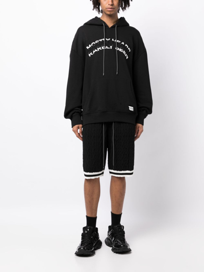 Mostly Heard Rarely Seen Logo-embossed Cotton Hoodie In Black