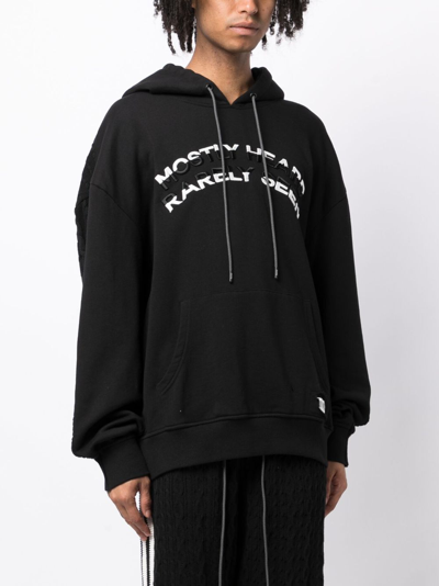 Shop Mostly Heard Rarely Seen Logo-embossed Cotton Hoodie In Black