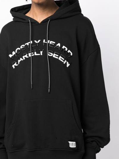 Shop Mostly Heard Rarely Seen Logo-embossed Cotton Hoodie In Black