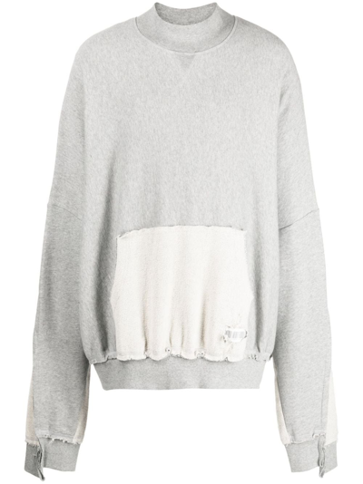 Shop Mostly Heard Rarely Seen Exposed-seam Brushed Cotton Sweatshirt In Grey