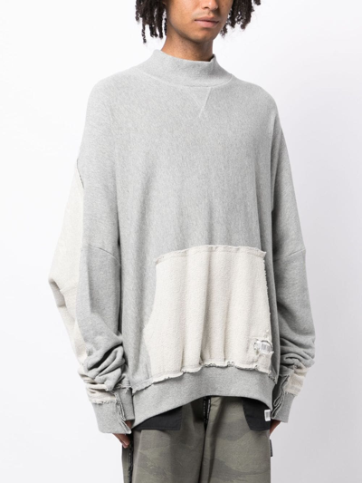 Shop Mostly Heard Rarely Seen Exposed-seam Brushed Cotton Sweatshirt In Grey