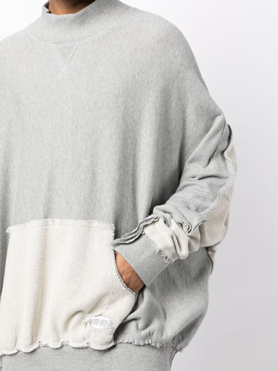 Shop Mostly Heard Rarely Seen Exposed-seam Brushed Cotton Sweatshirt In Grey