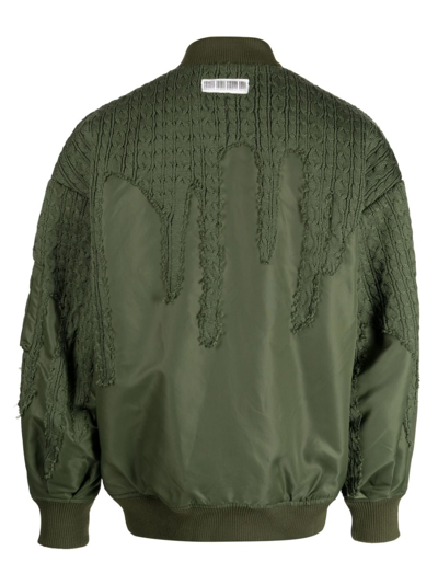 Shop Mostly Heard Rarely Seen Drip Crochet-panelling Bomber Jacket In Green