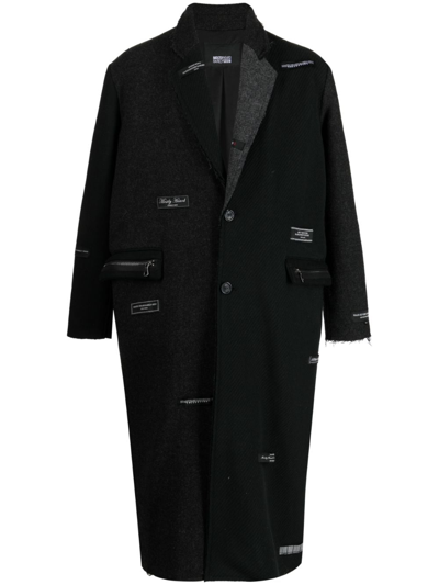 Shop Mostly Heard Rarely Seen Logo-patches Felted Trench Coat In Black