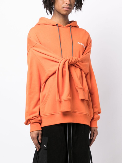 Shop Mostly Heard Rarely Seen Double-sleeve Layered Cotton Hoodie In Orange