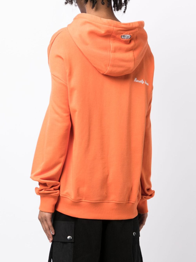 Shop Mostly Heard Rarely Seen Double-sleeve Layered Cotton Hoodie In Orange