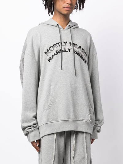 Shop Mostly Heard Rarely Seen Logo-embroidered Hybrid Cotton Hoodie In Grey