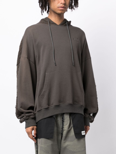 Shop Mostly Heard Rarely Seen Cable-knit Cotton Hoodie In Grey