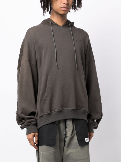 Mostly Heard Rarely Seen Cable-knit Cotton Hoodie In Grey