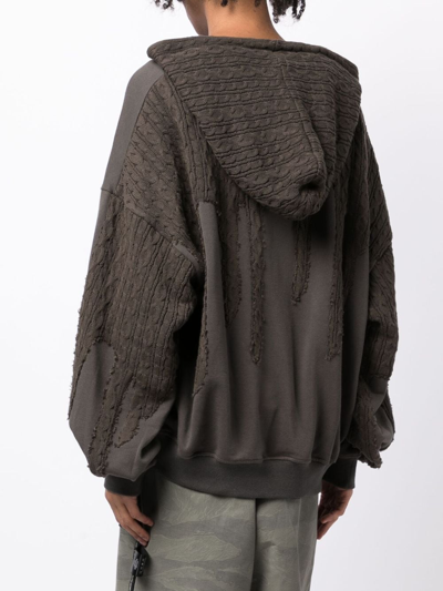 Shop Mostly Heard Rarely Seen Cable-knit Cotton Hoodie In Grey