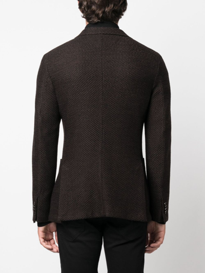 Shop Zegna Single-breasted Wool Blazer In Brown