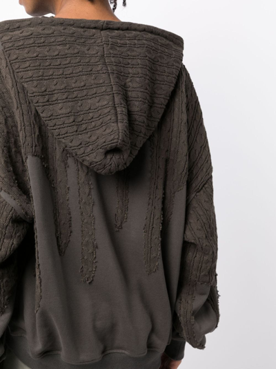 Shop Mostly Heard Rarely Seen Cable-knit Cotton Hoodie In Grey