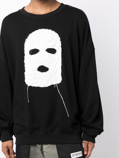 Shop Mostly Heard Rarely Seen Ski Mask Appliqué-detail Cotton Sweatshirt In Black