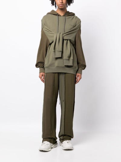 Mostly Heard Rarely Seen Double-sleeve Layered Cotton Hoodie In Green
