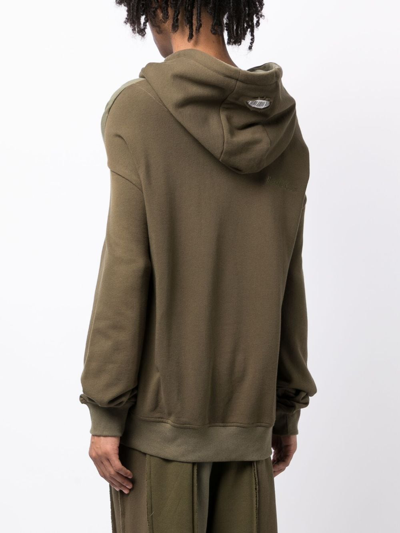 Mostly Heard Rarely Seen Double-sleeve Layered Cotton Hoodie In Green