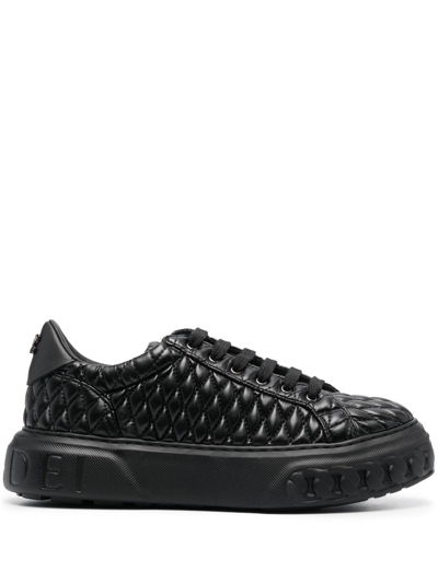 Shop Casadei Off Road Dome Leather Sneakers In Black