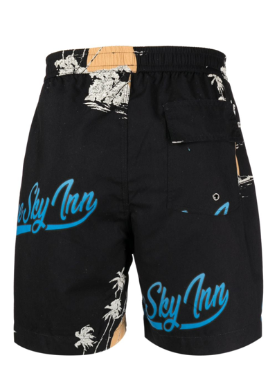 Blue Sky Inn Palm-tree Print Swim Shorts In Black