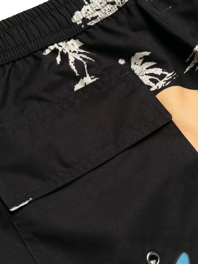 Blue Sky Inn Palm-tree Print Swim Shorts In Black