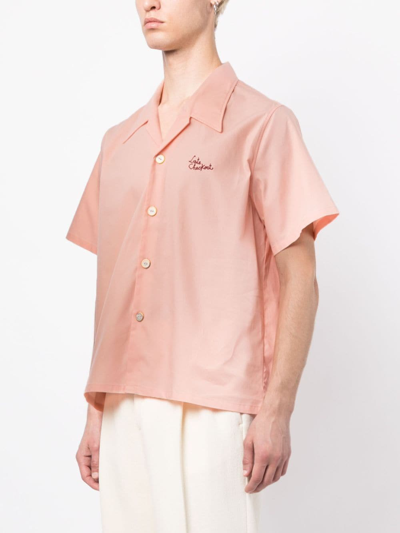 Shop Late Checkout Logo-embroidered Cotton Shirt In Pink