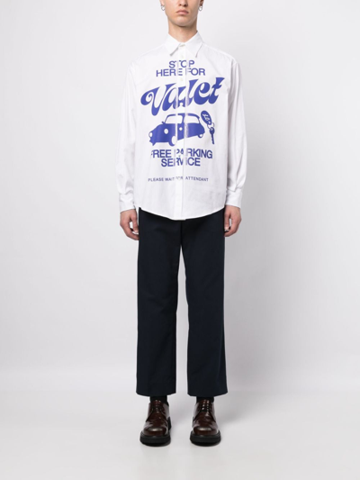 Shop Late Checkout Valet Logo-print Cotton Shirt In White