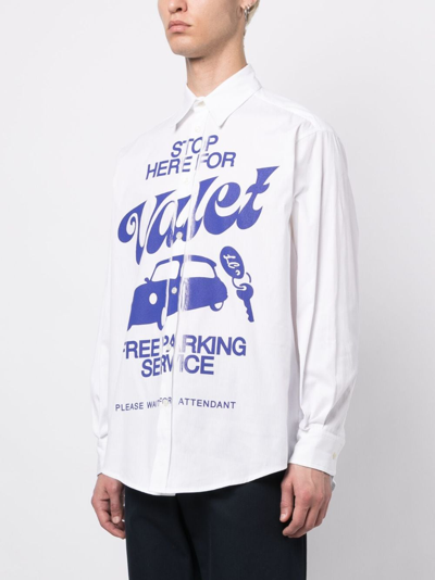 Shop Late Checkout Valet Logo-print Cotton Shirt In White