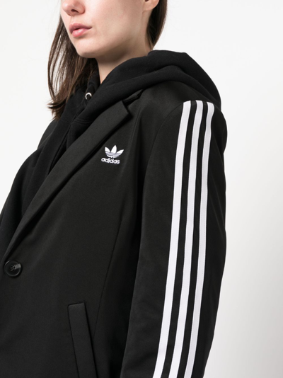 Shop Adidas Originals Logo-embroidered Striped Blazer In Black