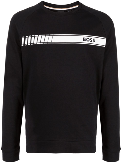 Shop Hugo Boss Authentic Cotton Sweatshirt In Black