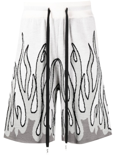 Shop Haculla Un In Flames Intarsia-knit Shorts In White