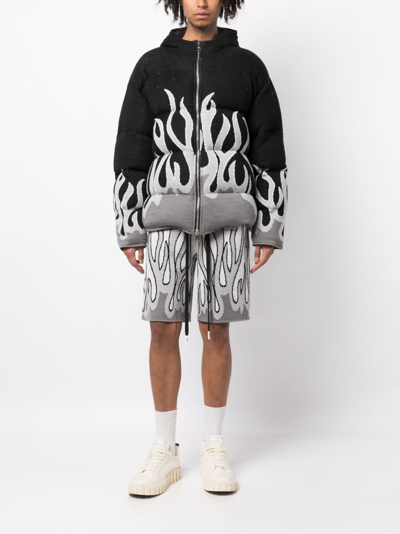 Haculla Un In Flames Intarsia-knit Shorts In White