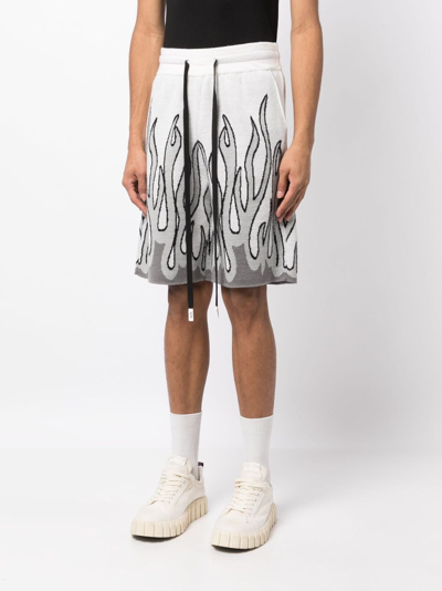 Haculla Un In Flames Intarsia-knit Shorts In White