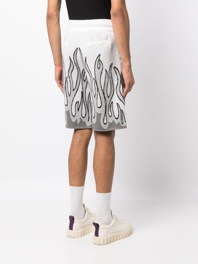 Haculla Un In Flames Intarsia-knit Shorts In White