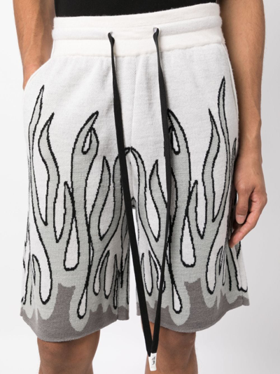 Shop Haculla Un In Flames Intarsia-knit Shorts In White