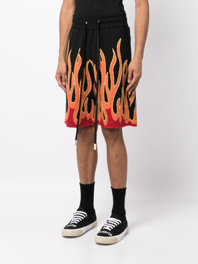 Shop Haculla Un In Flames Intarsia-knit Shorts In Black