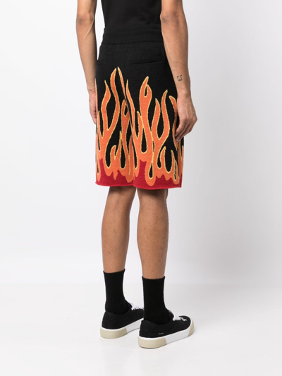 Shop Haculla Un In Flames Intarsia-knit Shorts In Black