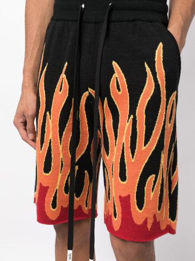 Shop Haculla Un In Flames Intarsia-knit Shorts In Black