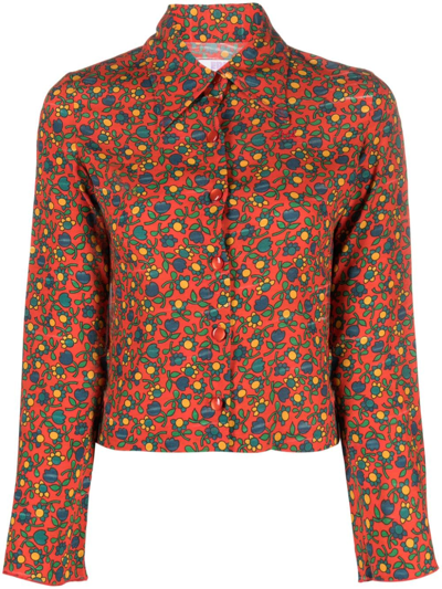 Shop Erl Folksy Flower Long-sleeve Shirt In Orange