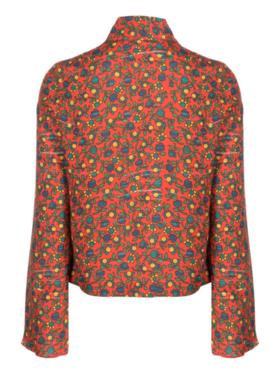 Erl Womens Printed Crepe Blouse Woven Clothing In Orange