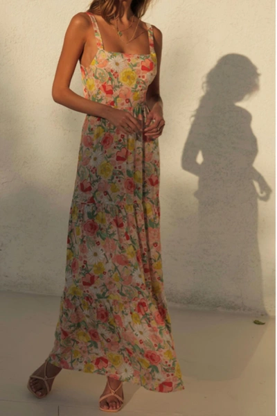 Shop Seven Wonders The Holly Maxi Dress In Peach, Orange, Yellow, Green, White Floral In Multi
