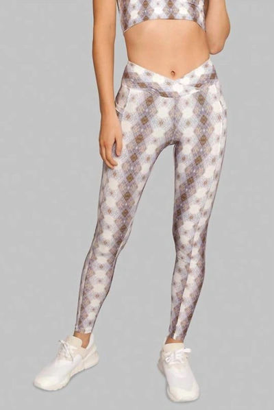 Wolven Argyle Crossover Pocket Legging In Grey In Grey