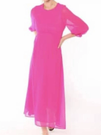 Shop Vilagallo Kara Chiffon Dress In Fuchsia In Pink