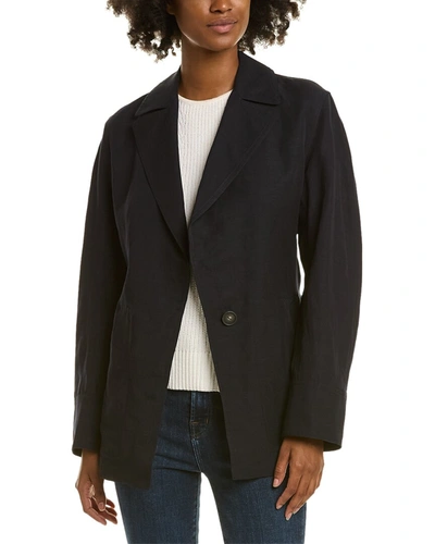 Shop Vince Linen-blend Safari Jacket In Blue
