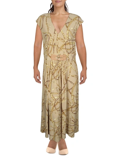 Shop Lauren Ralph Lauren Womens Printed Buckle Midi Dress In Multi