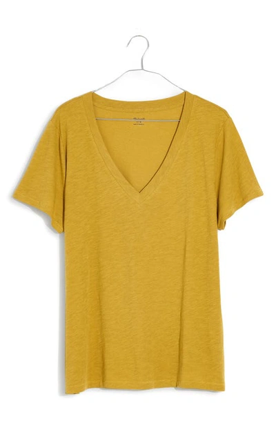 Shop Madewell Whisper Cotton V-neck T-shirt In Bronzed Lichen