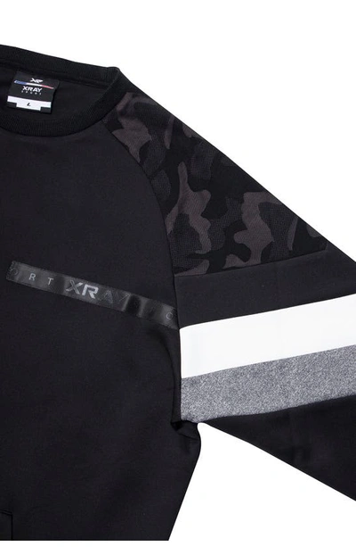 X-ray Colorblock Pullover Crewneck Sweatshirt In Black/ Camo/ Heather Grey