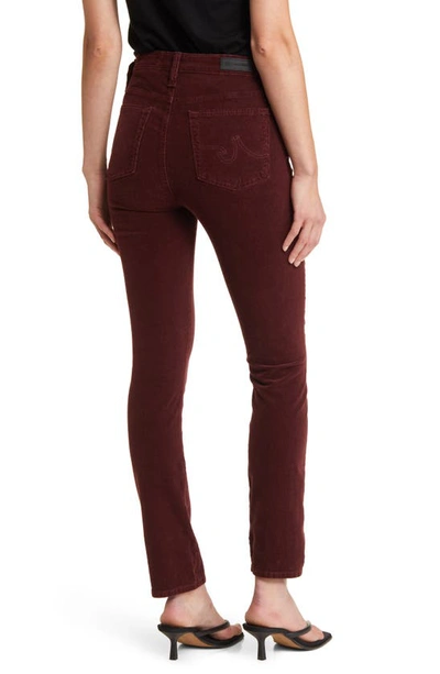 Shop Ag Mari High Waist Slim Ankle Straight Leg Corduroy Pants In 1 Year Hi-white Dark Plum