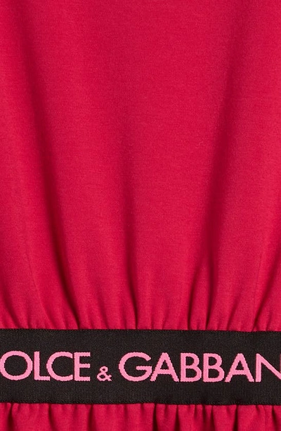 Shop Dolce & Gabbana Kids' Logo Waistband T-shirt Dress In Plum