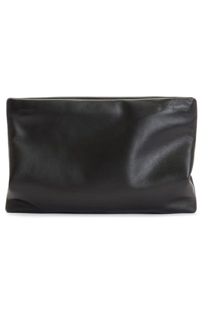 Allsaints Bettina Eyelet-embellished Zip-up Leather Clutch In Black