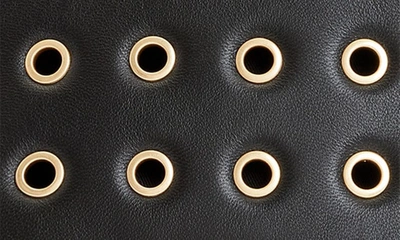 Allsaints Bettina Eyelet-embellished Zip-up Leather Clutch In Black