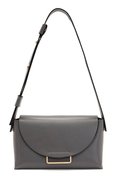 Shop Allsaints Celeste Leather Crossbody Bag In Slate Grey